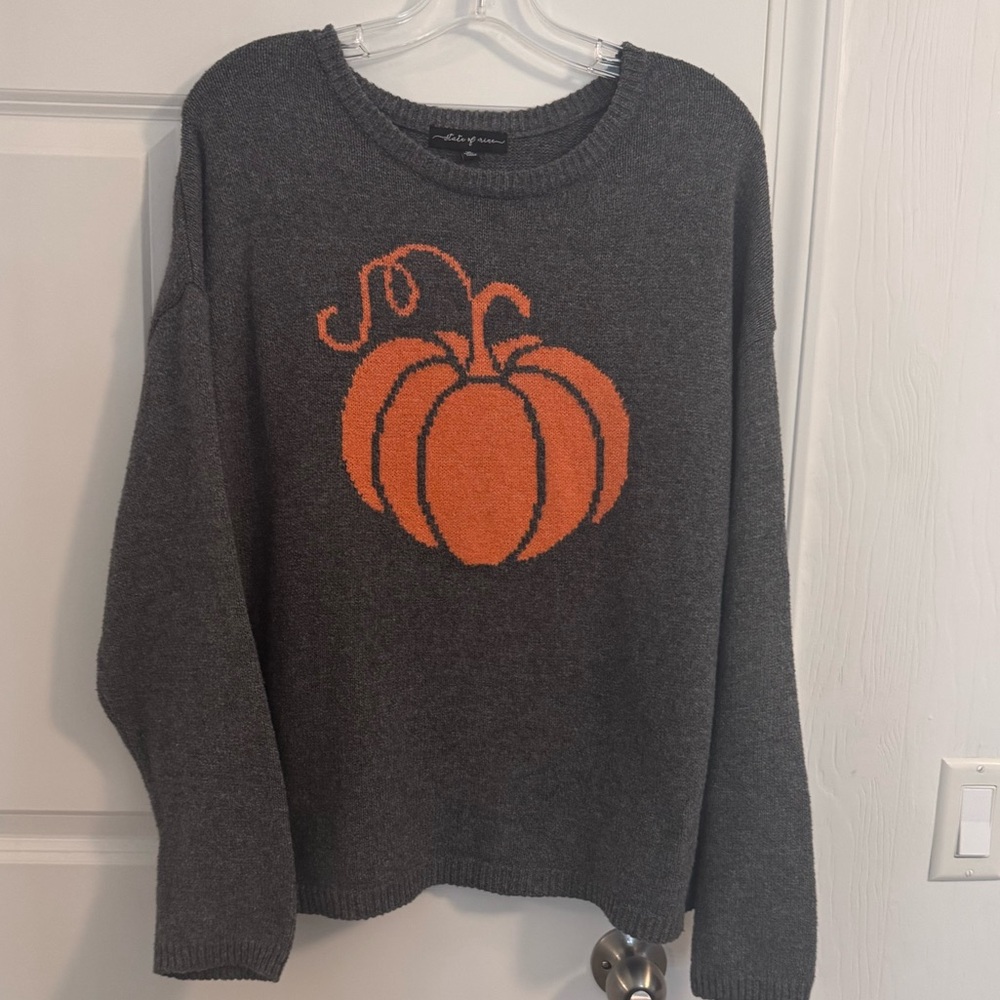 State of Mind Charcoal Sweater with Pumpkin